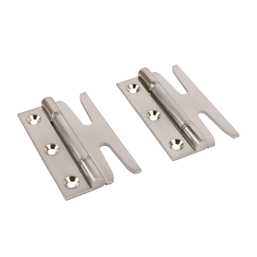 Simplex Solid Brass Hinges with Double Steel Washers (Sold in Pairs) - Satin Nickel